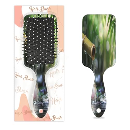 Mexpekil Japanische Zen-Wasserlilie, Lotus, Bambus-Entwirrungspaddel, Haarbürste, Nass-, Trocken-Haarbürste, Massage-Luftkissen-Kamm für Mädchen, Damen, Herren von Mexpekil