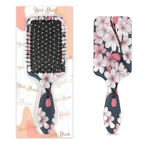 Mexpekil Kirschblüten-Entwirrungspaddel-Haarbürste, nasses, trockenes Haar, Massage, Luftkissen, Kamm für Mädchen, Damen, Herren von Mexpekil