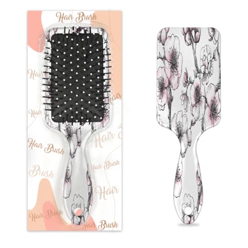 Mexpekil Kirschblüten-Haarbürste, zum Entwirren, für nasse und trockene Haare, Massage-Luftkissen-Kamm für Mädchen, Damen, Herren von Mexpekil