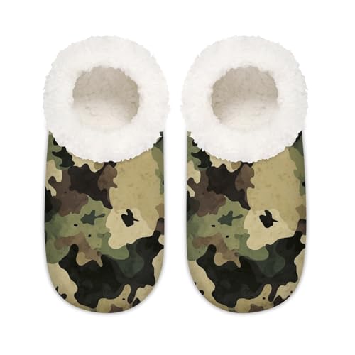 Mexpekil Klassische Camouflage-Hausschuhe für Damen und Herren, Camouflage-Druck, Memory-Schaum, rutschfeste Slipper-Socken, multi, 37.5/38.5 EU Weit von Mexpekil