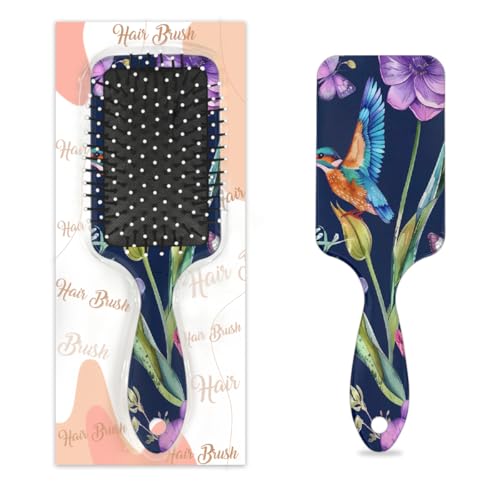 Mexpekil Kolibri-Haarbürste, Irisblume, zum Entwirren, für nasse und trockene Haare, Massage, Luftkissen, Kamm für Mädchen, Damen, Herren von Mexpekil