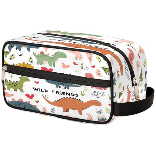 Mexpekil Kulturbeutel, Motiv: wilder tropischer Dinosaurier, Kulturbeutel, Organizer, Kulturbeutel, Kosmetiktasche, Aufbewahrungstasche, Reiseetui für Damen, Herren, Jungen, Mädchen von Mexpekil