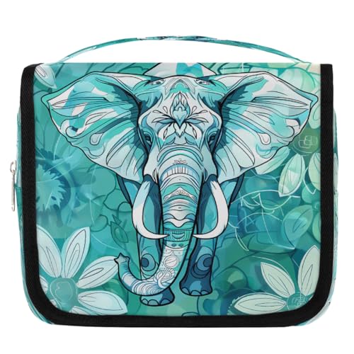 Mexpekil Kulturbeutel für Damen, Herren, Damen, wasserdicht, zum Aufhängen, Reise-Kulturbeutel mit Haken, Blaugrün, Türkis mit Elefant, Kosmetiktasche Mexpekil Kulturbeutel für Damen, Herren, Damen, wasserdicht, zum Aufhängen, Reise-Kulturbeutel mit Haken, Blaugrün, Türkis mit Elefant, Kosmetiktasche von Mexpekil