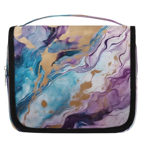Mexpekil Kulturbeutel für Damen, Herren, Damen, wasserdicht, zum Aufhängen, Reise-Kulturbeutel mit Haken, Kosmetiktasche, Make-up-Tasche, Organizer, Violett / Blaugrün von Mexpekil