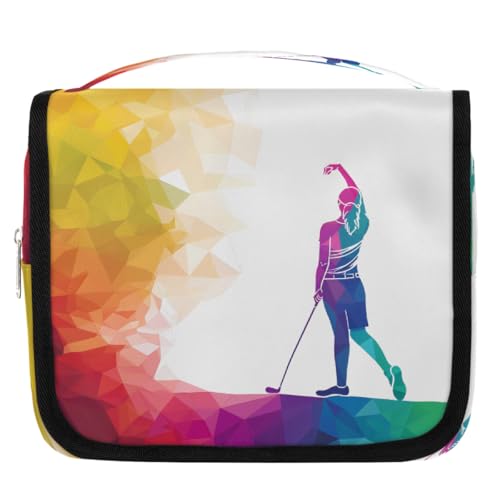 Mexpekil Kulturbeutel für Damen, Silhouette, Golf, wasserdicht, zum Aufhängen, mit Haken, Kosmetiktasche, Make-up-Tasche von Mexpekil
