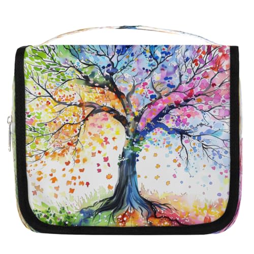 Mexpekil Kulturbeutel für Frühling, Sommer, Herbst, Winter, Baum, für Damen, Herren, Damen, wasserdicht, zum Aufhängen, Reise-Kulturbeutel mit Haken, Kosmetik-Make-up-Tasche von Mexpekil