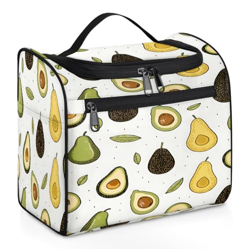 Mexpekil Kulturbeutel mit Cartoon-Avocado-Obstmuster, zum Aufhängen, für Damen und Herren, groß, wasserdicht, Make-up, Kosmetik, Kulturbeutel für Reisen, mehrfarbig, 10.2 x 6.5 x 9.2 inches, von Mexpekil