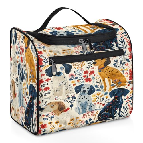 Mexpekil Kulturbeutel mit Cartoon-Motiv, handgezeichneter Hund, zum Aufhängen, für Damen und Herren, groß, wasserdicht, Make-up, Kosmetik, Kulturbeutel für Reisen, mehrfarbig, 10.2 x 6.5 x 9.2 inches, von Mexpekil
