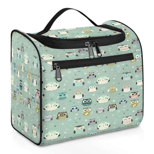 Mexpekil Kulturbeutel mit Cartoon-Tier-Eule, zum Aufhängen, für Damen und Herren, groß, wasserdicht, Make-up, Kosmetik, Kulturbeutel für Reisen, mehrfarbig, 10.2 x 6.5 x 9.2 inches, Kulturbeutel von Mexpekil