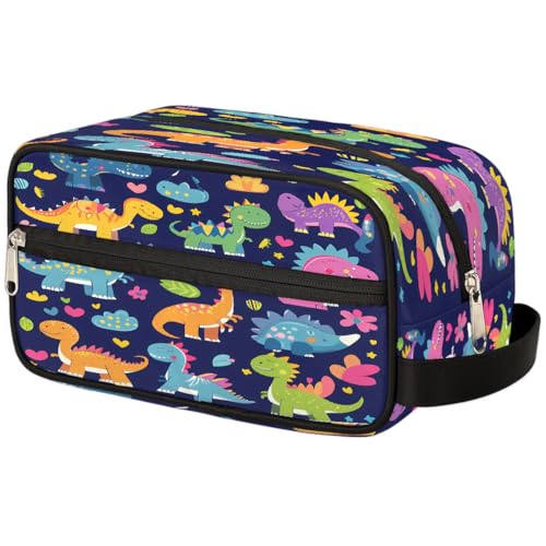 Mexpekil Kulturbeutel mit Dinosaurier-Motiv, Cartoon-Design, Organizer, Kulturbeutel, Kosmetiktasche, Aufbewahrungstasche, Reiseetui für Damen, Herren, Jungen, Mädchen von Mexpekil
