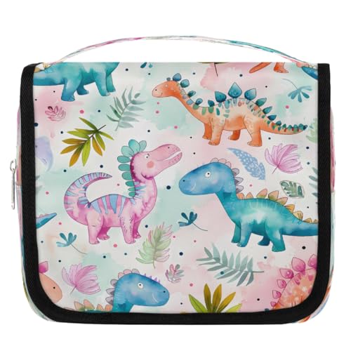 Mexpekil Kulturbeutel mit Dinosaurier-Motiv, für Damen, Herren, Damen, wasserdicht, zum Aufhängen, Reise-Kulturbeutel mit Haken, Kosmetiktasche von Mexpekil