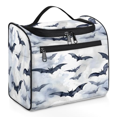 Mexpekil Kulturbeutel mit Fledermäusen, Tiermotiv, zum Aufhängen, für Damen und Herren, groß, wasserdicht, Make-up, Kosmetik, Kulturbeutel für Reisen, mehrfarbig, 10.2 x 6.5 x 9.2 inches, Kulturbeutel von Mexpekil