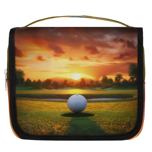 Mexpekil Kulturbeutel mit Golfball, Sonnenuntergang, für Damen, Herren, Damen, wasserdicht, hängende Reise-Kulturbeutel mit Haken, Kosmetik-Make-up-Tasche Mexpekil Kulturbeutel mit Golfball, Sonnenuntergang, für Damen, Herren, Damen, wasserdicht, hängende Reise-Kulturbeutel mit Haken, Kosmetik-Make-up-Tasche von Mexpekil