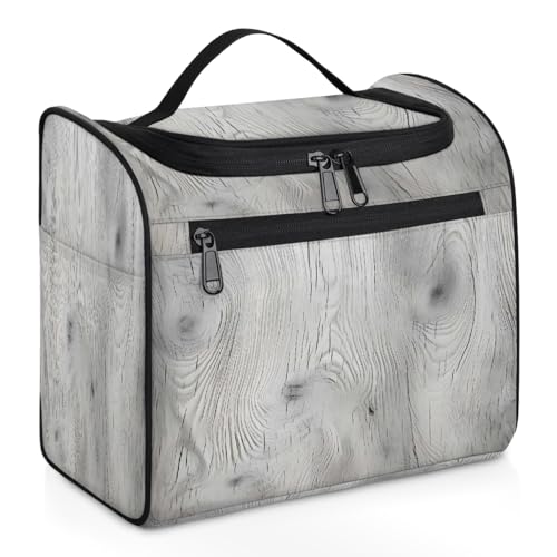 Mexpekil Kulturbeutel mit Holzstruktur, zum Aufhängen, für Damen und Herren, groß, wasserdicht, Make-up, Kosmetik, Kulturbeutel für Reisen, mehrfarbig, 10.2 x 6.5 x 9.2 inches, Kulturbeutel von Mexpekil