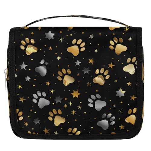 Mexpekil Kulturbeutel mit Hundepfotenabdruck, für Damen, Herren, Damen, wasserdicht, zum Aufhängen, Reise-Kulturbeutel mit Haken, Kosmetiktasche, Make-up-Tasche, Organizer von Mexpekil
