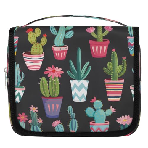 Mexpekil Kulturbeutel mit Kaktus-Blumenblättern, für Damen, Herren, Damen, wasserdicht, hängende Reise-Kulturbeutel mit Haken, Kosmetik-Make-up-Tasche, Organizer Mexpekil Kulturbeutel mit Kaktus-Blumenblättern, für Damen, Herren, Damen, wasserdicht, hängende Reise-Kulturbeutel mit Haken, Kosmetik-Make-up-Tasche, Organizer von Mexpekil