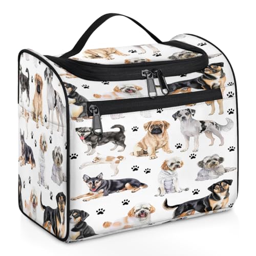 Mexpekil Kulturbeutel mit Tierpfotenabdruck, zum Aufhängen, für Damen und Herren, groß, wasserdicht, Make-up-Kosmetiktasche für Reisen, mehrfarbig, 10.2 x 6.5 x 9.2 inches, Kulturbeutel von Mexpekil