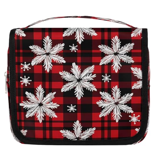 Mexpekil Kulturbeutel mit Weihnachtsschnee-Büffelkaro, für Damen, Herren, Damen, wasserdicht, hängende Reise-Kulturbeutel mit Haken, Kosmetik-Make-up-Tasche Organizer von Mexpekil