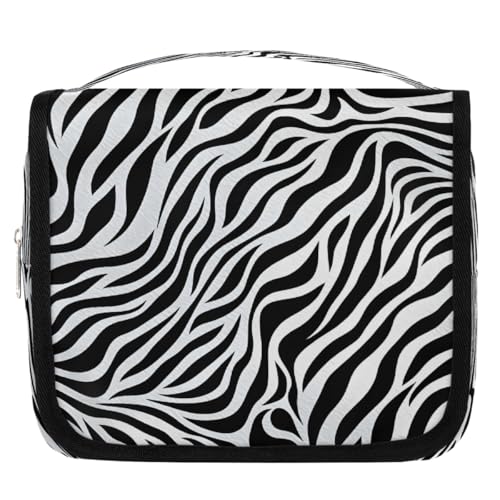 Mexpekil Kulturbeutel mit Zebramuster für Damen, Herren, Damen, wasserdicht, hängende Reise-Kulturbeutel mit Haken, Kosmetik-Make-up-Tasche Organizer von Mexpekil