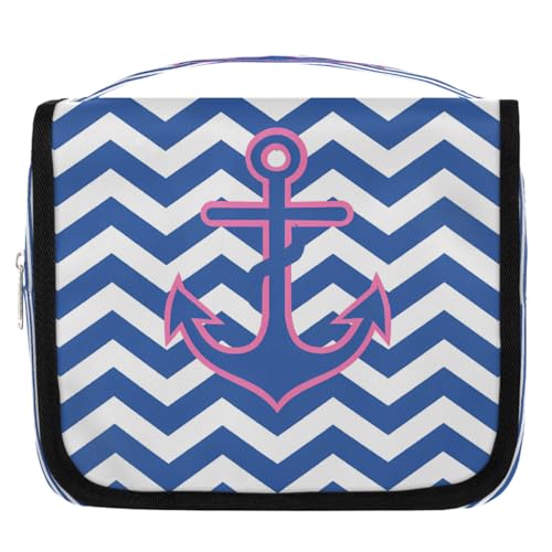 Mexpekil Kulturbeutel mit Zickzackmuster, für Damen, Herren, Damen, wasserdicht, zum Aufhängen, Reise-Kulturbeutel mit Haken, Kosmetiktasche, Make-up-Tasche, Organizer von Mexpekil