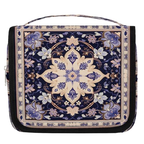 Mexpekil Kulturbeutel mit ethnischem Blumenmuster, für Damen, Herren, Damen, wasserdicht, hängende Reise-Kulturbeutel mit Haken, Kosmetik-Make-up-Tasche Organizer von Mexpekil