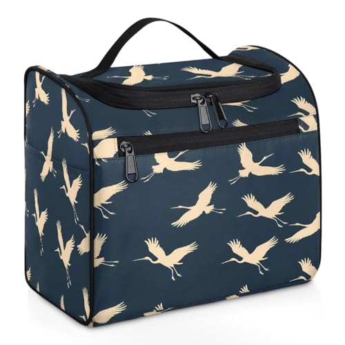 Mexpekil Kulturbeutel mit japanischem Tierkranich, zum Aufhängen, für Damen und Herren, groß, wasserdicht, Make-up, Kosmetik, Kulturbeutel für Reisen, mehrfarbig, 10.2 x 6.5 x 9.2 inches, Kulturbeutel von Mexpekil