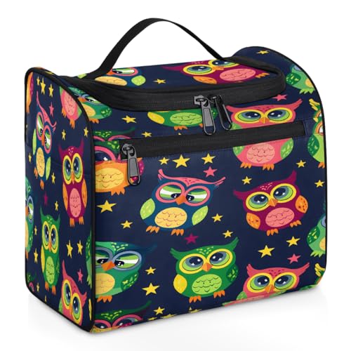 Mexpekil Kulturbeutel mit niedlichem Cartoon-Vogel, Eule, Tier, zum Aufhängen, für Damen und Herren, groß, wasserdicht, Make-up, Kosmetik, Kulturbeutel für Reisen, mehrfarbig, 10.2 x 6.5 x 9.2 inches, von Mexpekil