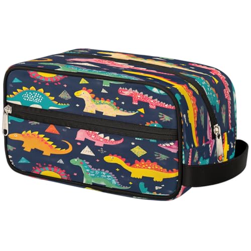 Mexpekil Kulturbeutel mit niedlichem Dinosaurier-Motiv, Kulturbeutel, Kulturbeutel, Kosmetiktasche, Aufbewahrungstasche, Reiseetui für Damen, Herren, Jungen, Mädchen von Mexpekil