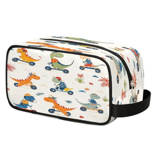Mexpekil Kulturbeutel mit niedlichem Dinosaurier-Motiv, Kulturbeutel, Organizer, Kulturbeutel, Kosmetiktasche, Aufbewahrungstasche, Reiseetui für Damen, Herren, Jungen, Mädchen von Mexpekil