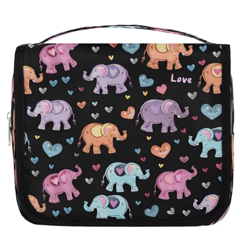Mexpekil Kulturbeutel mit niedlichem Elefantenmotiv, für Damen, Herren, Damen, wasserdicht, zum Aufhängen, Reise-Kulturbeutel mit Haken, Kosmetiktasche von Mexpekil