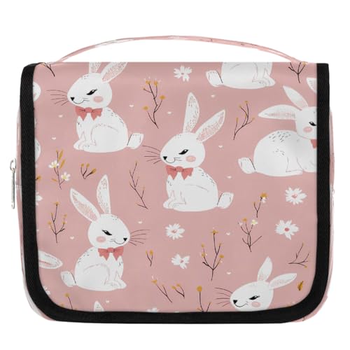 Mexpekil Kulturbeutel mit niedlichem Hasen-Motiv, für Damen, Herren, Damen, wasserdicht, zum Aufhängen, Reise-Kulturbeutel mit Haken, Kosmetiktasche, Make-up-Tasche, Organizer von Mexpekil