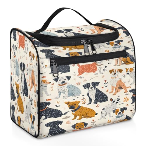 Mexpekil Kulturbeutel mit niedlichem Hund, zum Aufhängen, für Damen und Herren, groß, wasserdicht, Make-up, Kosmetik, Kulturbeutel für Reisen, mehrfarbig, 10.2 x 6.5 x 9.2 inches, Kulturbeutel von Mexpekil