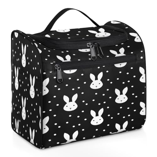 Mexpekil Kulturbeutel mit niedlichem Kaninchen, gepunktet, zum Aufhängen, für Damen und Herren, groß, wasserdicht, Make-up, Kosmetik, Kulturbeutel für Reisen, mehrfarbig, 10.2 x 6.5 x 9.2 inches, von Mexpekil