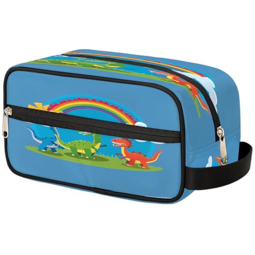 Mexpekil Kulturbeutel mit süßem Dinosaurier-Motiv, Dinosaurier, Organizer, Kulturbeutel, Kosmetiktasche, Make-up-Tasche, Aufbewahrungstasche, Reiseetui für Damen, Herren, Jungen, Mädchen von Mexpekil