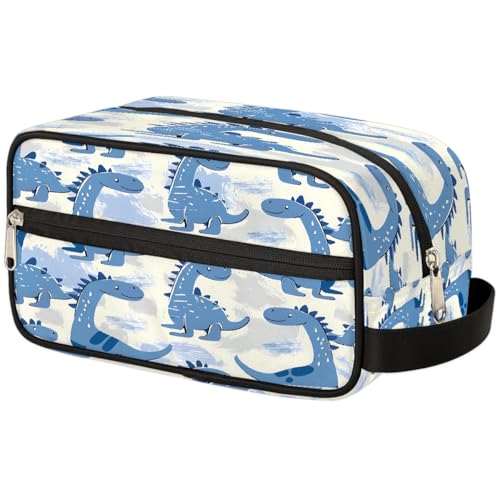 Mexpekil Kulturbeutel mit süßem tropischem Dinosaurier-Dino, Kulturbeutel, Organizer, Kulturbeutel, Kosmetiktasche, Aufbewahrungstasche, Reiseetui für Damen, Herren, Jungen, Mädchen, Blau von Mexpekil