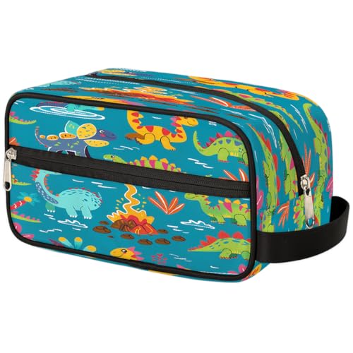 Mexpekil Kulturbeutel mit tropischem Dinosaurier-Motiv, Kulturbeutel, Organizer, Kulturbeutel, Kosmetiktasche, Aufbewahrungstasche, Reiseetui für Damen, Herren, Jungen, Mädchen von Mexpekil