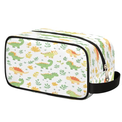 Mexpekil Kulturbeutel mit tropischem Dinosaurier-Motiv, Kulturbeutel, Organizer, Kulturbeutel, Kosmetiktasche, Aufbewahrungstasche, Reiseetui für Damen, Herren, Jungen, Mädchen von Mexpekil
