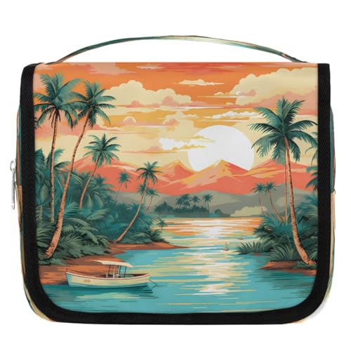 Mexpekil Kulturbeutel mit tropischem Kokosnuss-Motiv, für Damen, Herren, Damen, wasserdicht, hängende Reise-Kulturbeutel mit Haken, Kosmetik-Make-up-Tasche von Mexpekil