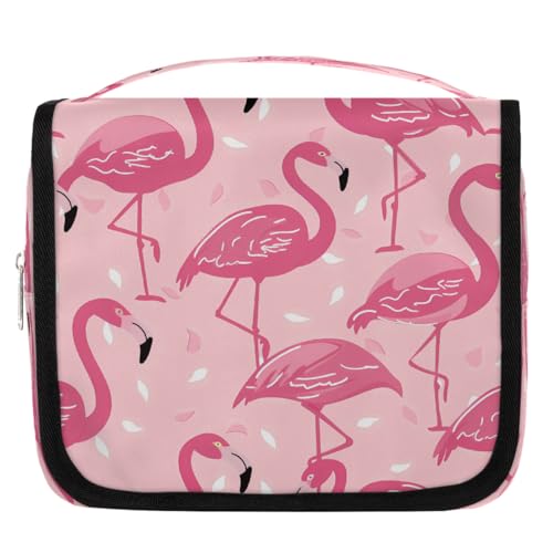 Mexpekil Kulturbeutel mit tropischem rosa Tiervogel, für Damen, Herren, Damen, wasserdicht, hängende Reise-Kulturbeutel mit Haken, Kosmetik-Make-up-Tasche Organizer von Mexpekil