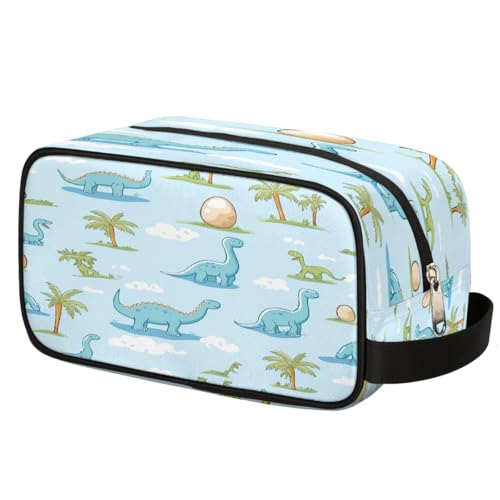 Mexpekil Kulturbeutel mit tropischen Dinosaurier-Motiv, Organizer, Kulturbeutel, Kosmetiktasche, Aufbewahrungstasche, Reiseetui für Damen, Herren, Jungen, Mädchen von Mexpekil