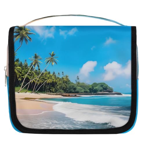 Mexpekil Kulturbeutel mit tropischer Palme für Damen, Herren, Damen, wasserdicht, hängend, Reise-Kulturbeutel mit Haken, Kosmetik-Make-up-Tasche, Organizer von Mexpekil