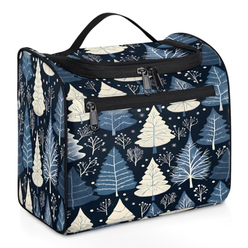 Mexpekil Kulturbeutel mit weihnachtlichem Kiefernbaum, nahtloses Muster, zum Aufhängen, für Damen und Herren, groß, wasserdicht, Make-up, Kosmetik, Kulturbeutel für Reisen, mehrfarbig, 10.2 x 6.5 x von Mexpekil