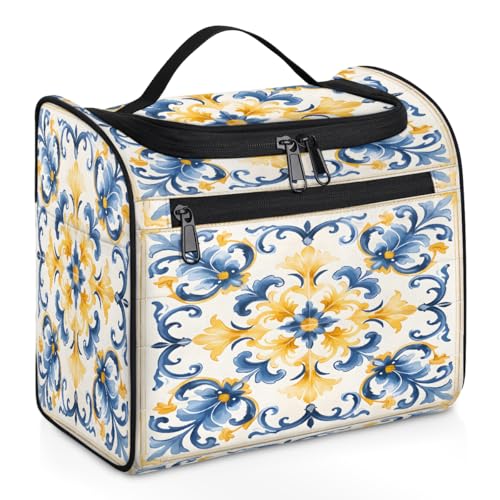 Mexpekil Kulturbeutel zum Aufhängen, Kulturbeutel für Damen und Herren, groß, wasserdicht, für Make-up, Kosmetik, Kulturbeutel für Reisen, Gelb / Blau, mehrfarbig, 10.2 x 6.5 x 9.2 inches, von Mexpekil