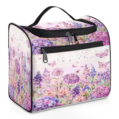 Mexpekil Kulturbeutel zum Aufhängen, Kulturbeutel für Damen und Herren, groß, wasserdicht, für Make-up, Kosmetik, Kulturbeutel für Reisen, Violett / Rosa, mehrfarbig, 10.2 x 6.5 x 9.2 inches, von Mexpekil