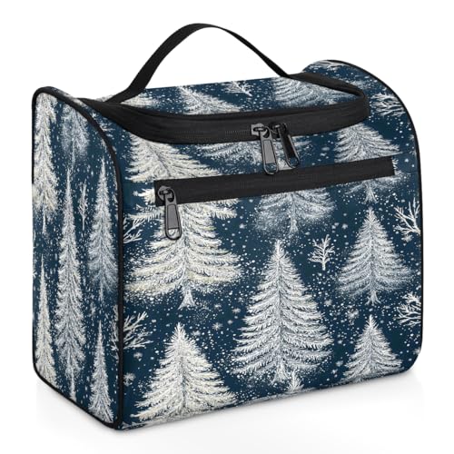 Mexpekil Kulturbeutel zum Aufhängen, Motiv: Wald, Weihnachtsbaum, für Damen und Herren, groß, wasserdicht, Make-up, Kosmetik, Kulturbeutel für Reisen, mehrfarbig, 10.2 x 6.5 x 9.2 inches, Kulturbeutel von Mexpekil