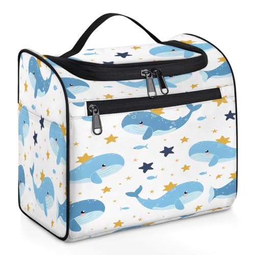 Mexpekil Kulturbeutel zum Aufhängen, Motiv: niedlicher Ozean-Tierwal, für Damen und Herren, groß, wasserdicht, Make-up, Kosmetik, Kulturbeutel für Reisen, mehrfarbig, 10.2 x 6.5 x 9.2 inches, von Mexpekil