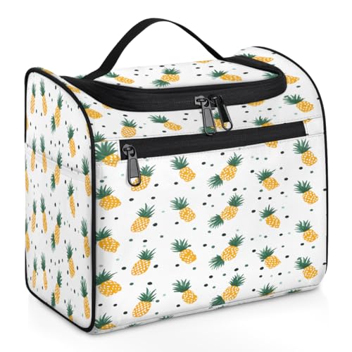 Mexpekil Kulturbeutel zum Aufhängen, Motiv: tropische Ananas, gepunktet, für Damen und Herren, groß, wasserdicht, Make-up, Kosmetik, Kulturbeutel für Reisen, mehrfarbig, 10.2 x 6.5 x 9.2 inches, von Mexpekil