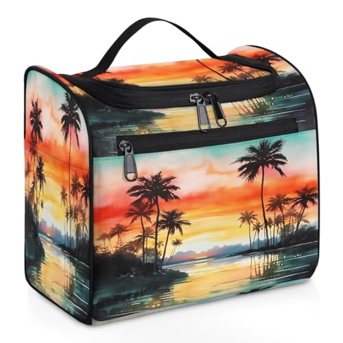Mexpekil Kulturbeutel zum Aufhängen, Motiv: tropische Kokosnussbaum, für Damen und Herren, groß, wasserdicht, Make-up, Kosmetik, Kulturbeutel für Reisen, mehrfarbig, 10.2 x 6.5 x 9.2 inches, von Mexpekil