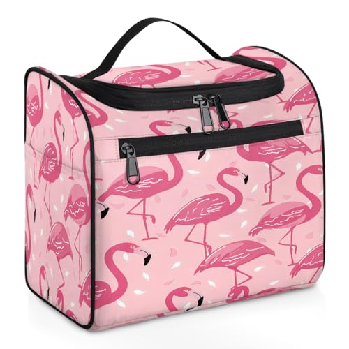 Mexpekil Kulturbeutel zum Aufhängen, Motiv: tropischer rosa Tier, Vogel, für Damen und Herren, groß, wasserdicht, Make-up, Kosmetik, Kulturbeutel für Reisen, mehrfarbig, 10.2 x 6.5 x 9.2 inches, von Mexpekil