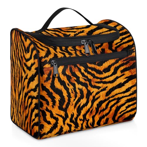 Mexpekil Kulturbeutel zum Aufhängen, Retro-Tigerdruck, für Damen und Herren, groß, wasserdicht, Make-up, Kosmetik, Kulturbeutel für Reisen, mehrfarbig, 10.2 x 6.5 x 9.2 inches, Kulturbeutel von Mexpekil